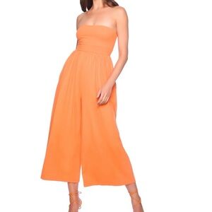 Susana Monaco Strapless Wide Leg Jumpsuit Orange Small NWT
